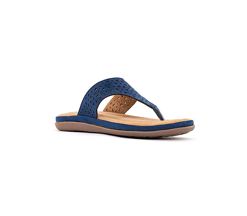 Softouch Navy Flat Slip On Sandal for Women