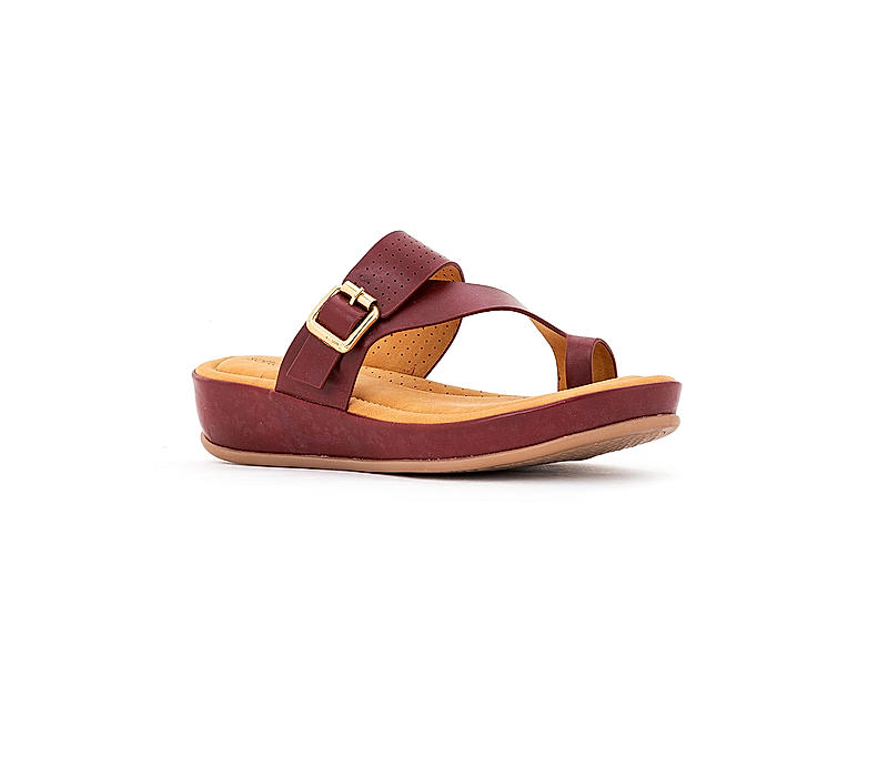 Softouch Maroon Heel Slip On Sandal for Women