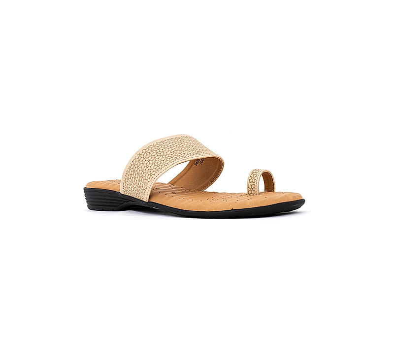 Softouch Beige Flat Slip On Sandal for Women