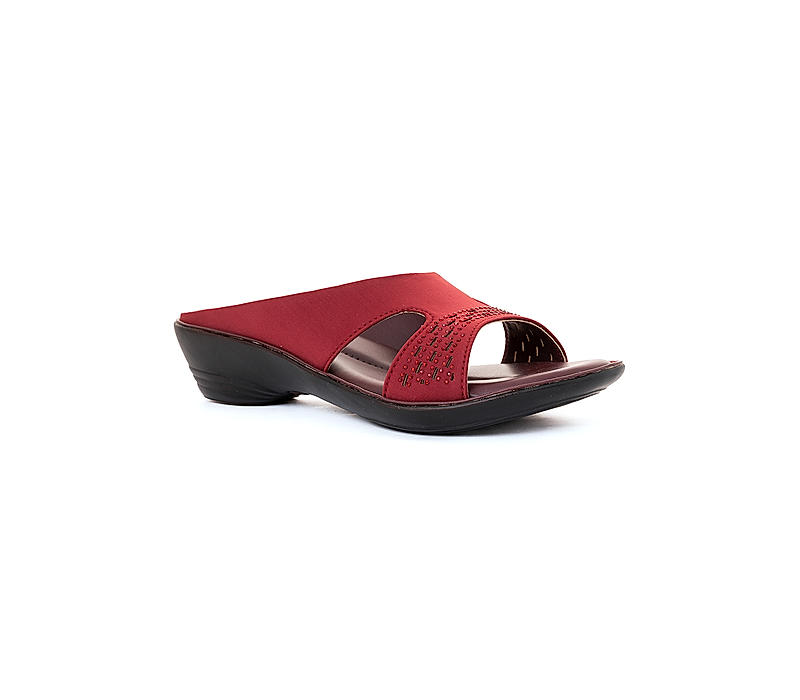 Khadim Maroon Red Mule Heels for Women