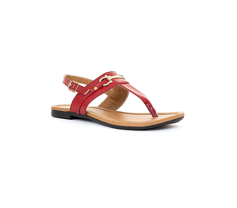 Khadim Cherry Red Flat Sandal for Women