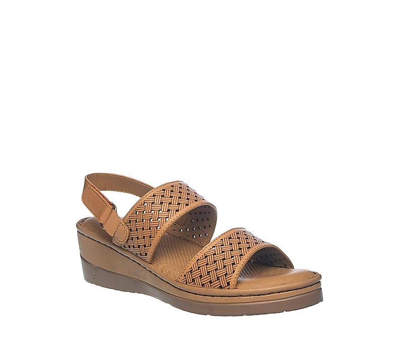 Softouch Tan Brown Leather Heel Sandal for Women