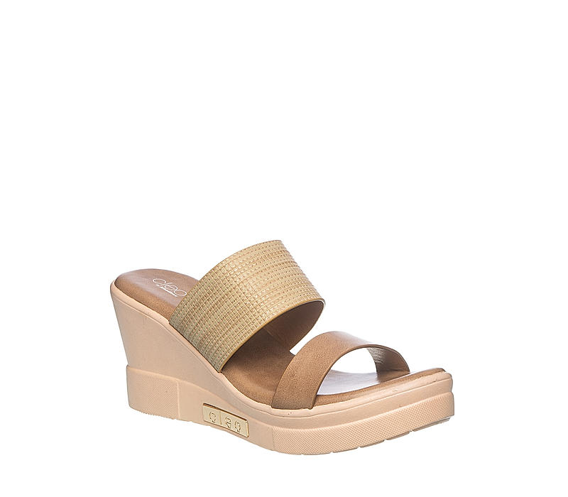 Cleo Beige Heel Slip On Sandal for Women