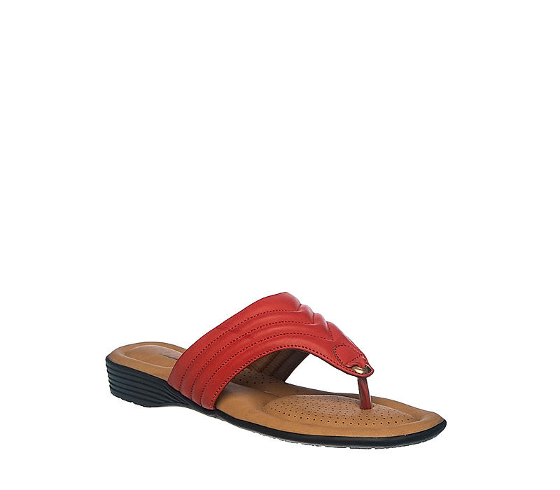 Softouch Red Flat Slip On Sandal for Women