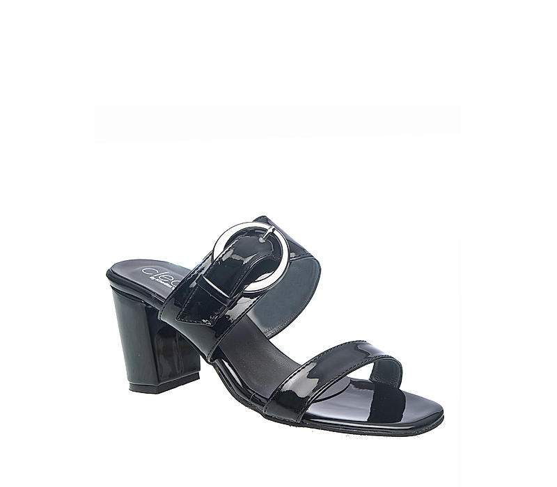 Cleo Black Heel Slip On Sandal for Women