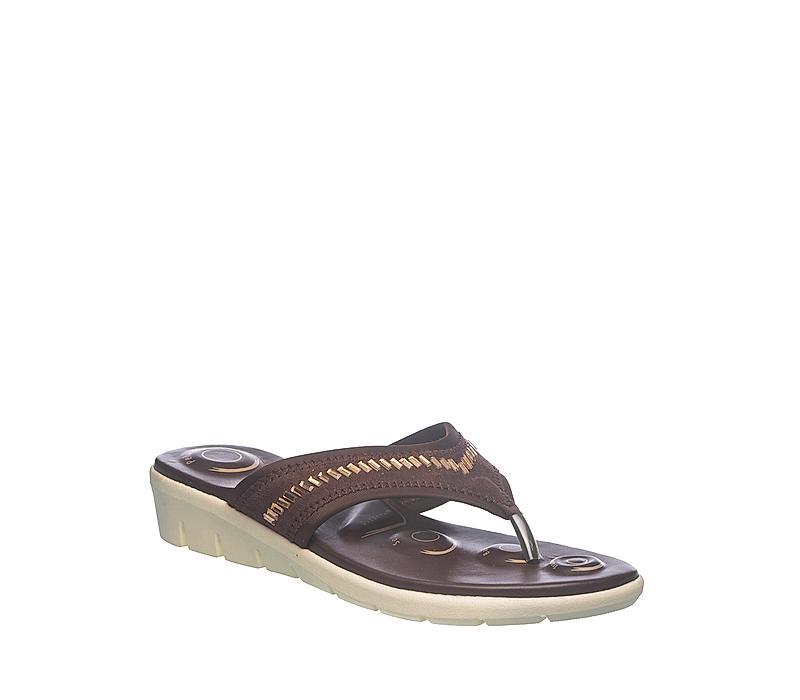 Softouch Brown Flat Slip On Sandal for Women