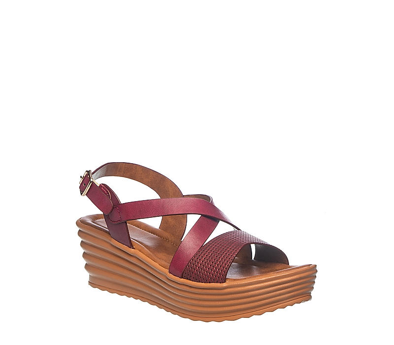 Cleo Maroon Heel Sandal for Women