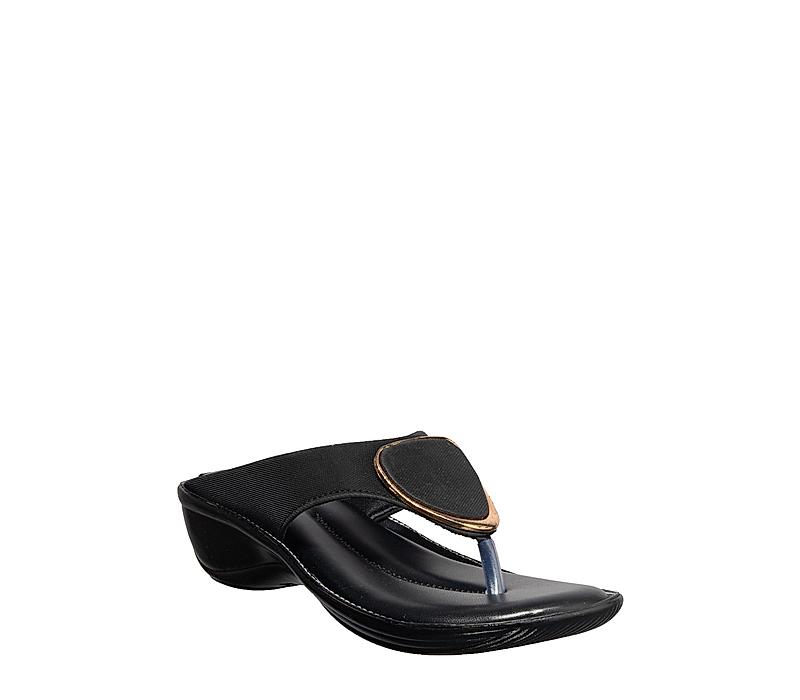 Khadim Black Heel Slip On Sandal for Women