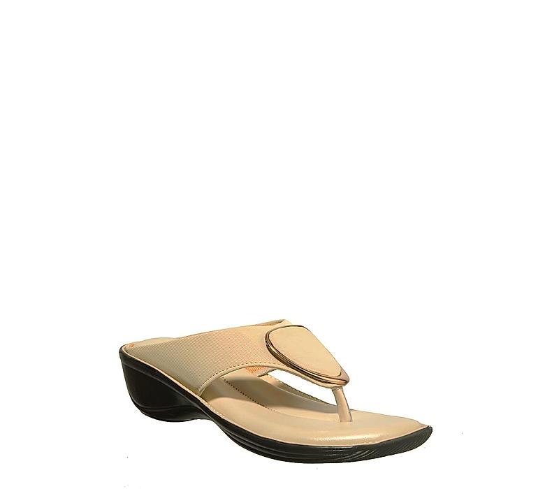 Khadim Beige Heel Slip On Sandal for Women