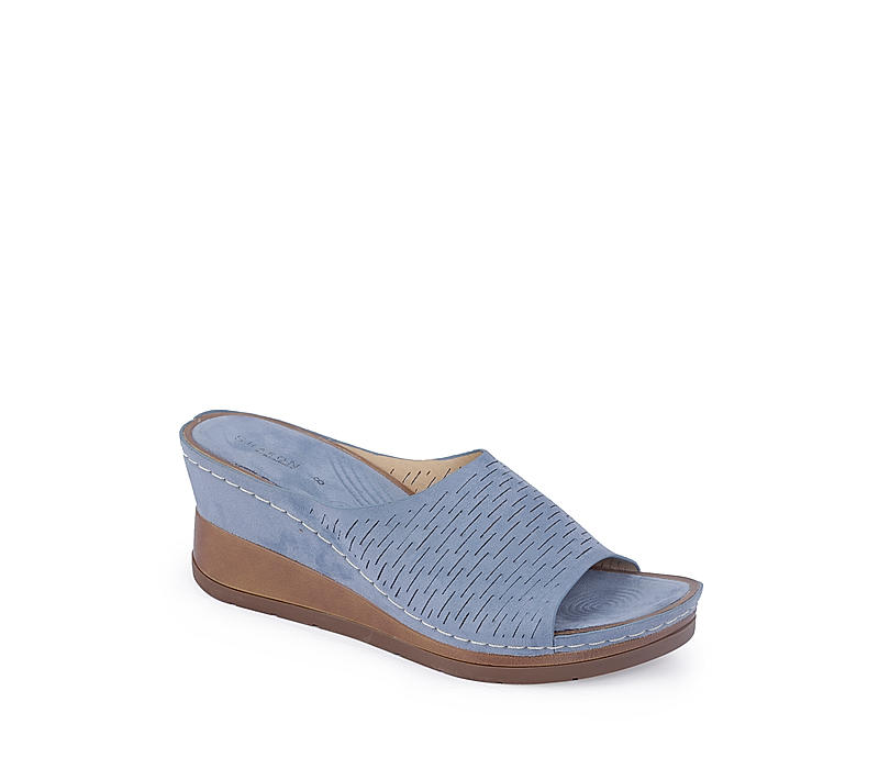 Sharon Blue Mule Heel Sandal for Women