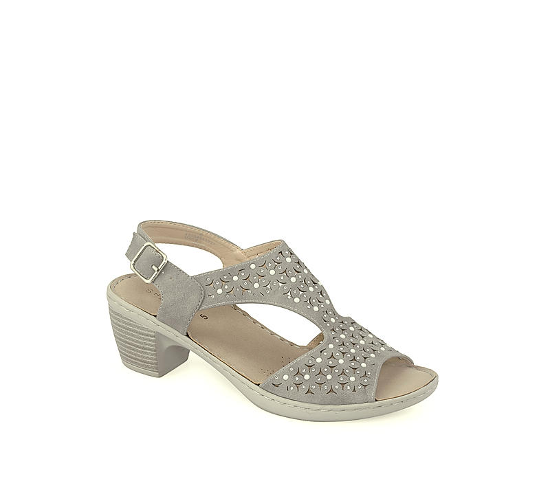 Sharon Grey Peep-Toe Heel Sandal for Women