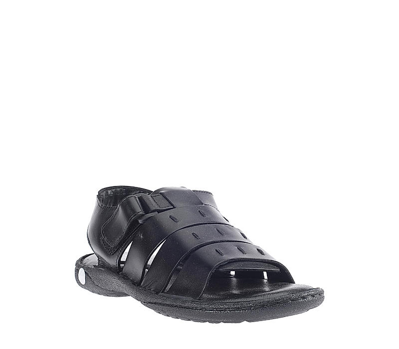 British Walkers Black Leather Sandal for Men