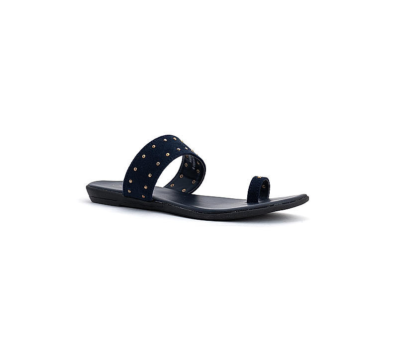 Cleo Navy Flat Slip On Sandal for Women