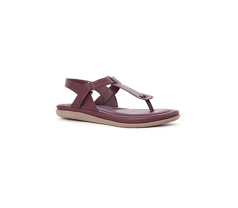 Softouch Maroon Flat Sandal for Women