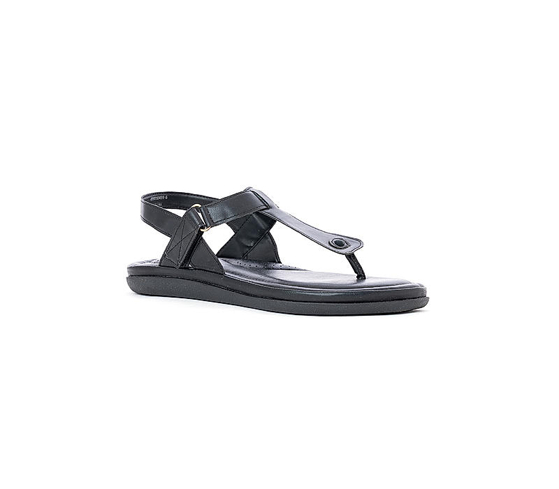 Softouch Black Flat Sandal for Women