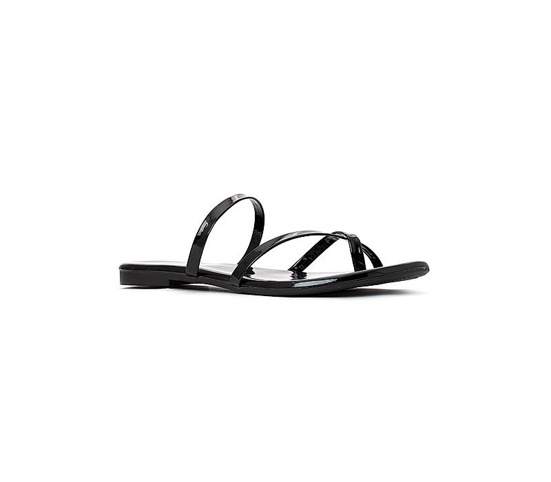 Khadim Black Flat Slip Ons for Women