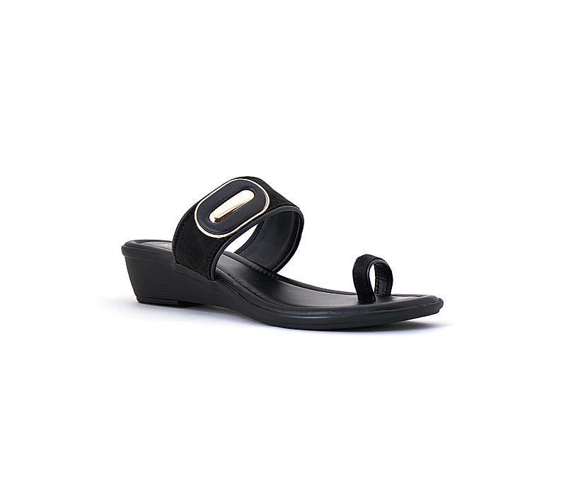 Khadim Black Heel Slip On Sandal for Women