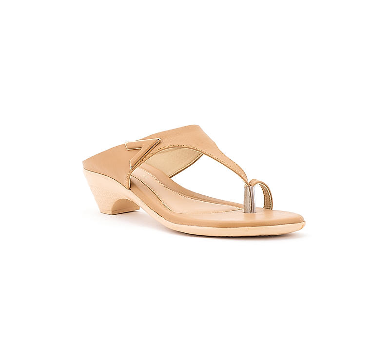 Khadim Beige Heel Slip On Sandal for Women