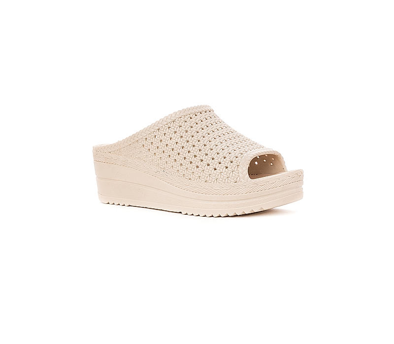 Waves Beige Mule Heel Sandal for Women