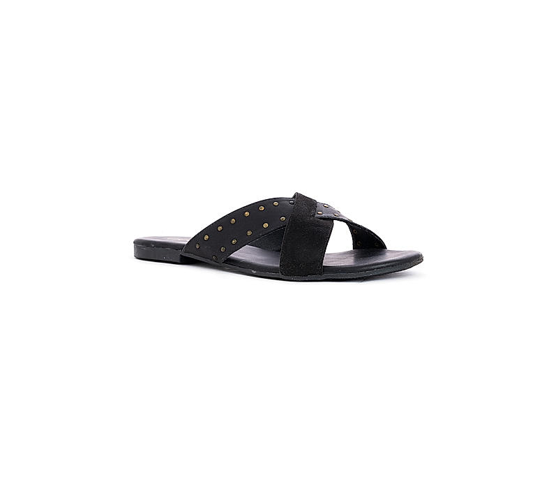 Cleo Black Mule Flat Sandal for Women