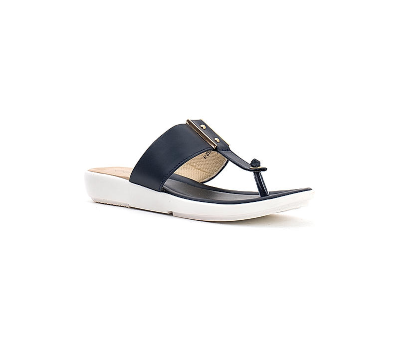 Cleo Navy Flat Slip On Sandal for Women