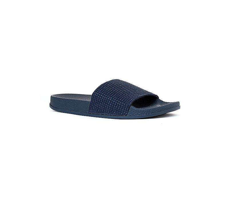 Waves Navy Blue Slide Slippers for Women