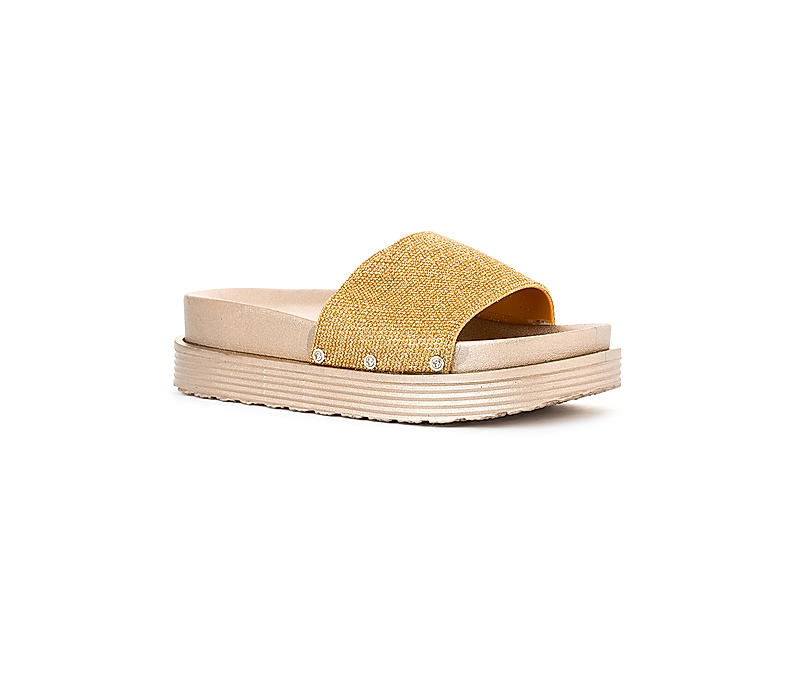 Waves Gold Mule Heel Sandal for Women