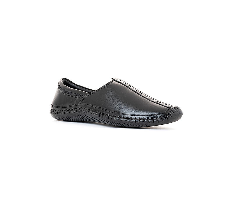 Lazard Black Leather Jutti Ethnic Shoe for Men