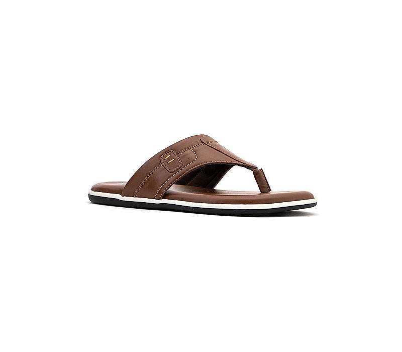 British Walkers Brown Leather Flip Flops for Men