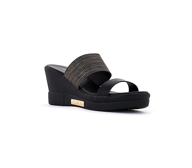 Cleo Black Heel Slip On Sandal for Women