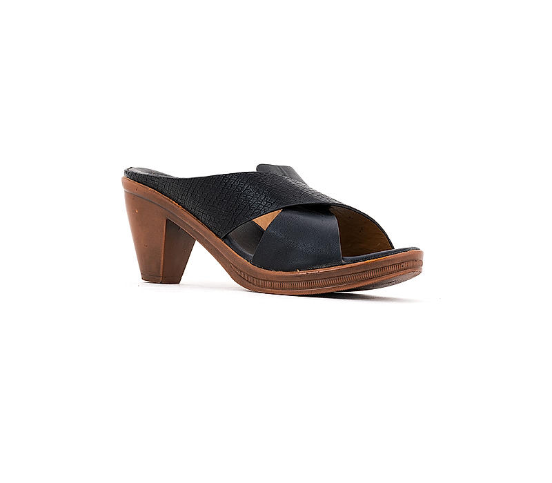 Sharon Black Mule Heel Sandal for Women