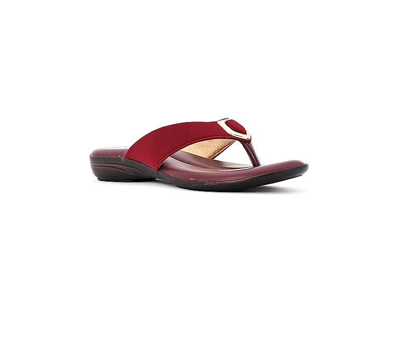 Khadim Maroon Flat Slip On Sandal for Women