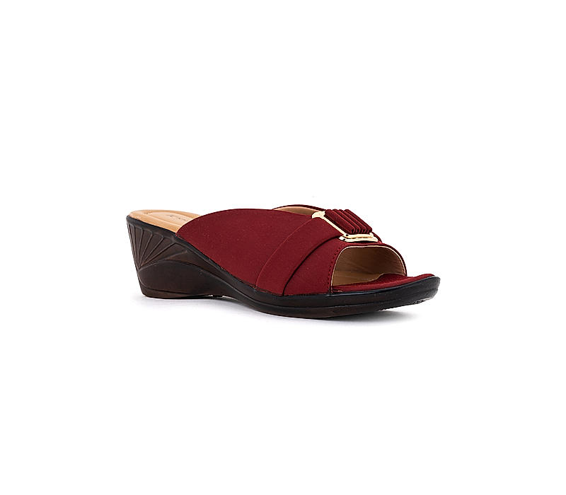 Khadim Maroon Mule Heel Sandal for Women