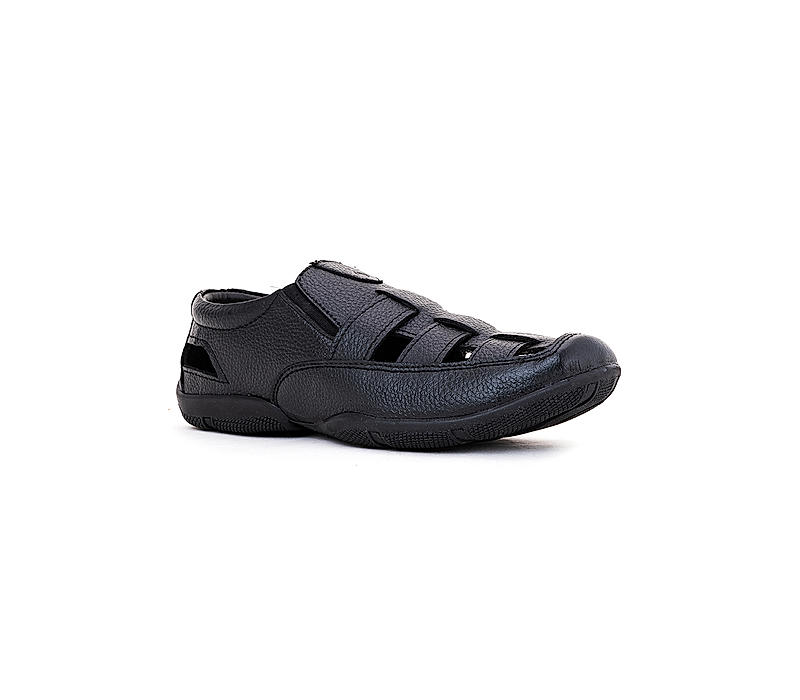 Lazard Black Leather Peshawari Sandal for Men