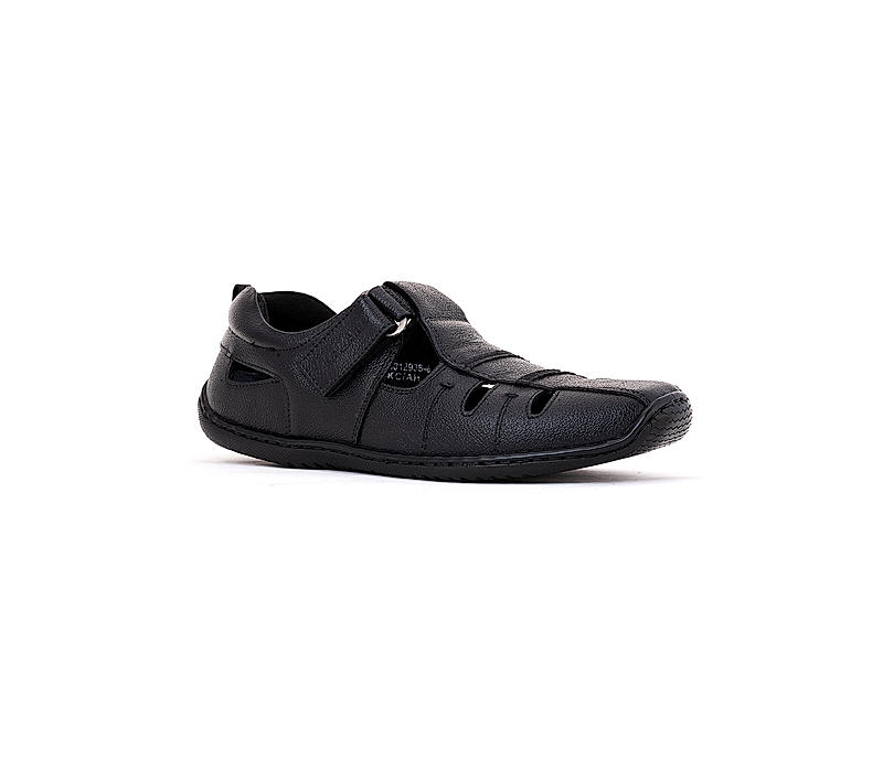 Lazard Black Leather Peshawari Sandal for Men