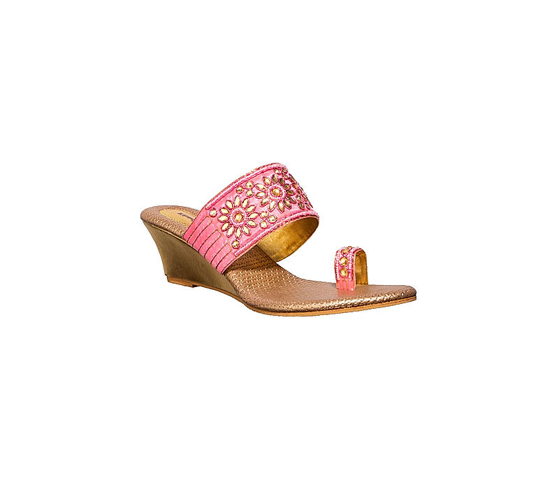 Khadim Pink Heel Slip On Sandal for Women