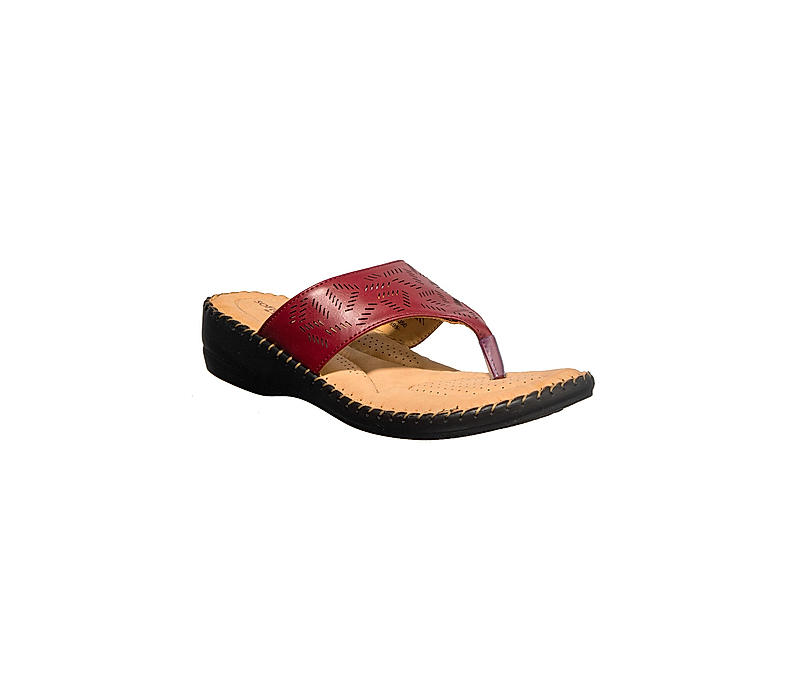 Softouch Maroon Heel Slip On Sandal for Women