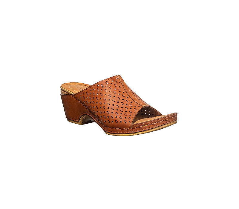 Sharon Brown Mule Heel Sandal for Women