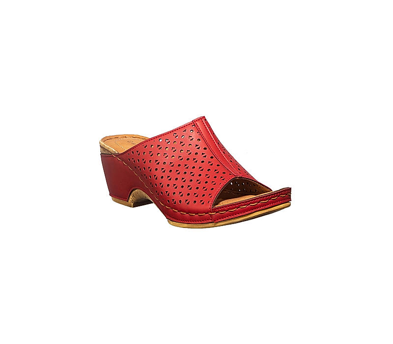 Sharon Red Mule Heel Sandal for Women