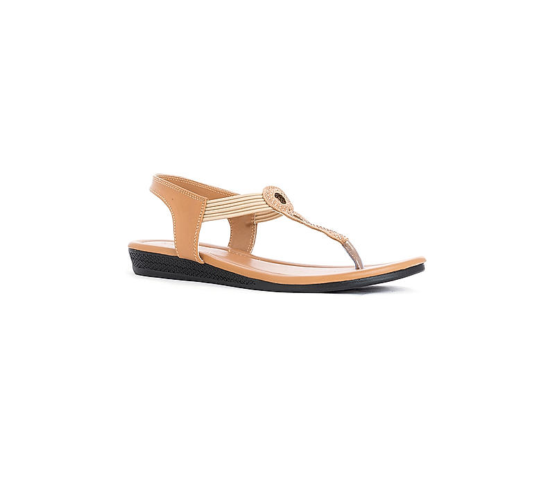 Khadim Beige Flat Sling Back Sandal For Women