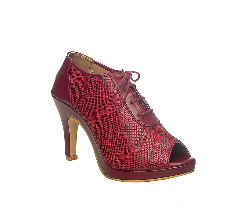 Cleo Maroon Peep-Toe Heel Sandal for Women