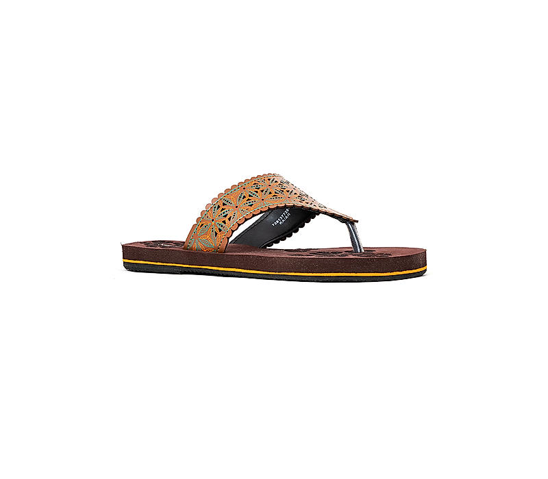 Waves Tan Brown Flip Flops for Women