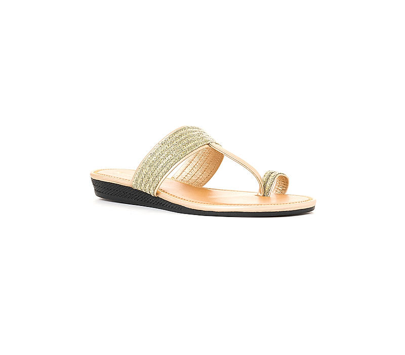 Khadim Beige Kolhapuri Flat Slippers for Women