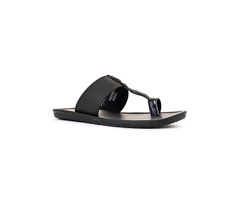 Khadim Black Kolhapuri Slippers for Men