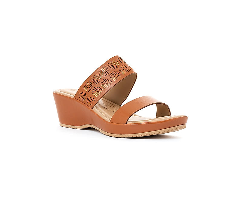 Sharon Tan Brown Heel Slip On Sandal for Women