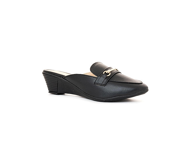 Sharon Black Mule Heel Sandal for Women