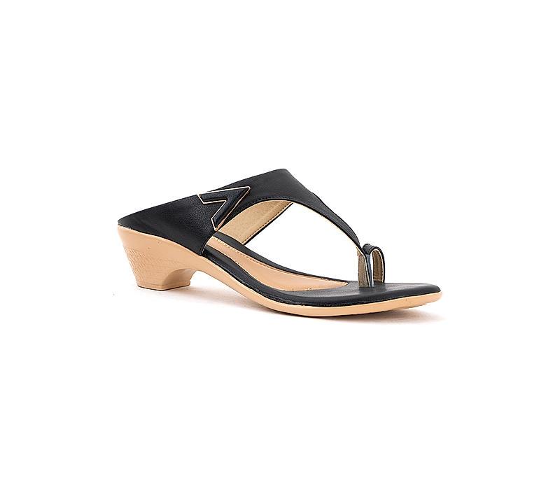 Khadim Black Heel Slip On Sandal for Women