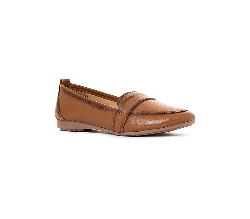 Sharon Brown Leather Loafers Casual Shoe for Women