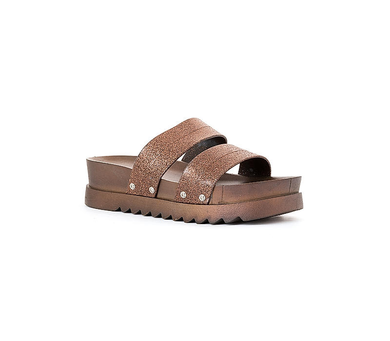 Waves Brown Heel Slip On Sandal for Women