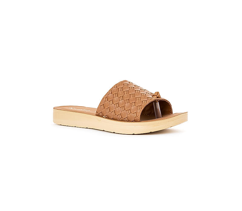 Khadim Brown Mule Flat Sandal for Women